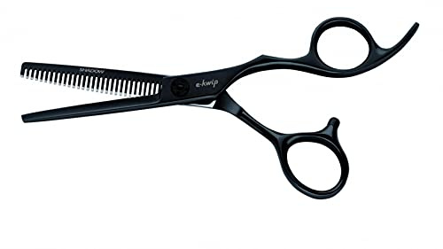E-Kwip Shadow Modellierschere - 5,5 Zoll Effilierschere mit 40 Zähnen aus Japanstahl - teflonbeschichtet & mit ergonomischem Offset-Griff