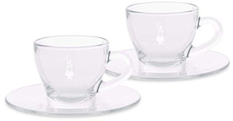Bialetti DCRAST0007 Set 2 Tazzine Cappuccino Istituzionali (con Piattino), Vetro, Glas