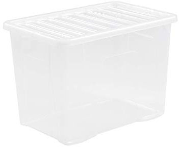 VSL 5 x 80 Litre Plastic Storage Box - Extra Large - Storage Container - Black Lid - Cheap