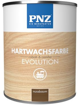 PNZ Hartwachsfarbe evolution für Innen | Nachhaltig hergestellt mit regionalen Rohstoffen | besonders strapazierfähig | Arbeitsplatten, Holzmöbel, Holz-Boden, Gebinde:2.5L, Farbe:nussbaum