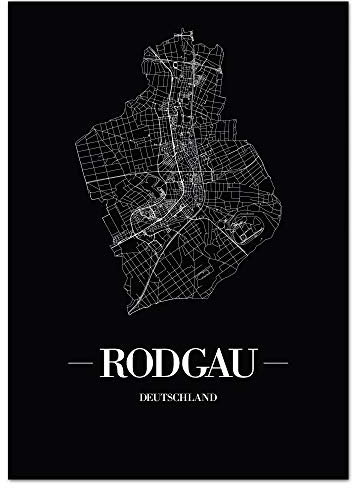 JUNIWORDS Stadtposter - Wähle Deine Stadt - Rodgau - 40 x 60 cm Poster - Schrift A - Schwarz
