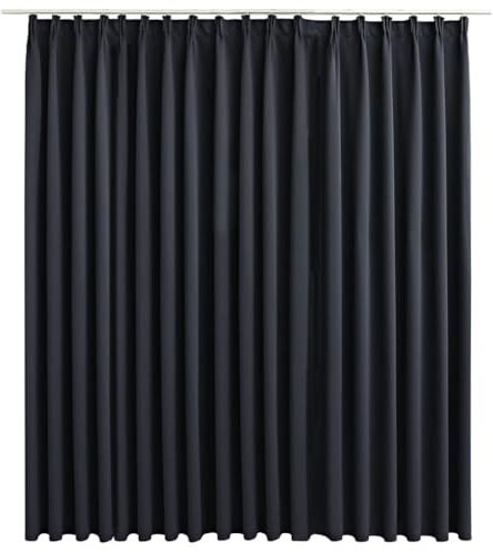 vidaXL Vorhang Verdunkelung mit Haken Verdunkelungsvorhang Kräuselband Thermo Gardine Blickdicht Dekoschal Wohnzimmer Schwarz 290x245cm