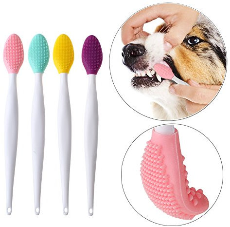 ANTOLL Haustier-Zahnbürste, Silikon, weich, für Hunde und Katzen, 4 Stück