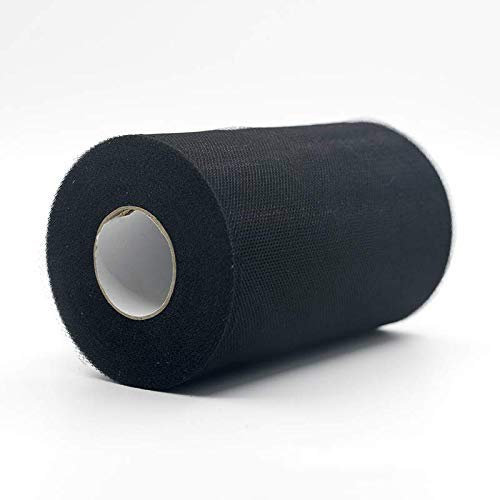 WILLBAN Rouleau de tulle en organza pour décoration de mariage, fête prénatale, 15 cm, noir