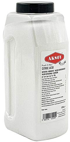 Aksoy Citric Acid Food Grade 1250gr || Non-GMO, Anhydrous, Make Your Own BathBomb, No Additives, Sour Drinks, Household Cleaning with Citric Acid Powder
