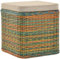 Rattan Wäschekorb Wäschetruhe Sitz gepolstert Honig, Flur-Bank Aufbewahrungsbox mit Deckel Bad-Hocker Sitzhocker Wäschesammler Sitz-Truhe Natur (Bunt, Quadratisch)