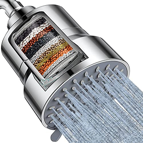 Cabezal de ducha filtrado, cabezal de ducha de alta presión de 3 modos con cartucho de filtro de agua dura de 15 etapas para eliminar cloro y sustancias nocivas