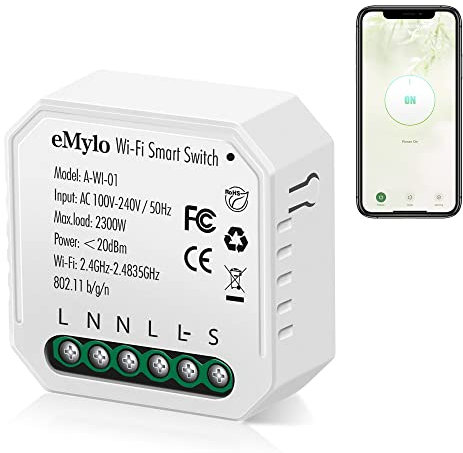 eMylo Mini Smart Wifi Relè Interruttore Telecomando Senza Fili Interruttore Della Luce Wifi AC 220V 1 Gang Interruttore Incorporato Modulo Relè 16A Timer Fai Da Te Controllo Vocale con Alexa Echo