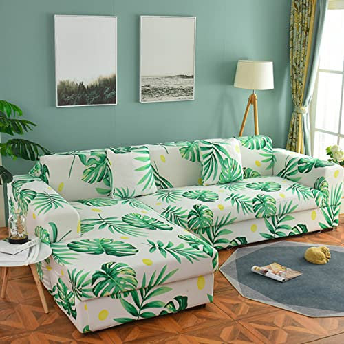 jia cool L-Form Sofabezug Einsitz Kombination Ecksofa Druck Ecksofa Sofabezug Anti Rutsch Möbel Vier Jahreszeiten Universal Elastische Schutzhülle Grün 2