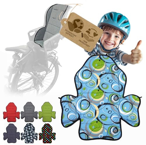Ersatzbezug kompatibel mit Römer Jockey Kinderfahrradsitz M2 | Weiches Ersatzpolster, Sitzbezug, Waschbar bei 30°C (türkis grüne Kringel)