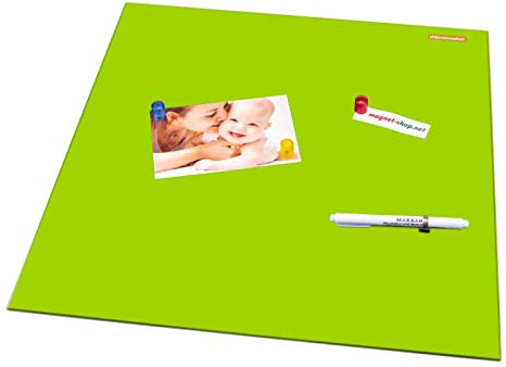 magnets4you Glas-Magnettafel/Magnetboard mit Stift und Magneten Grün | 45 x 45 cm | beschreibbar | für Küche, Wohnen und Büro…