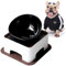 JWPC Bulldoggen-Futternapf, rutschfest, für Hunde und Katzen, Abnehmbarer Gummi-Futternapf, steril, geneigt, mit abgeschrägter Basis (Schwarz(Keramik), 1.5 Cup)