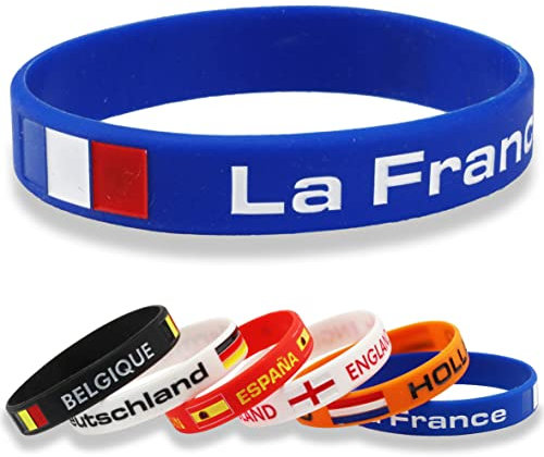 Silikon Armband Frankreich Fanartikel mit Flagge – Perfekt Für Fussball Frankreich fanartikel ! Einheitsgröße, passt jedem Erwachsenen. Unterstützen Sie Ihr Land. 1 Stück.