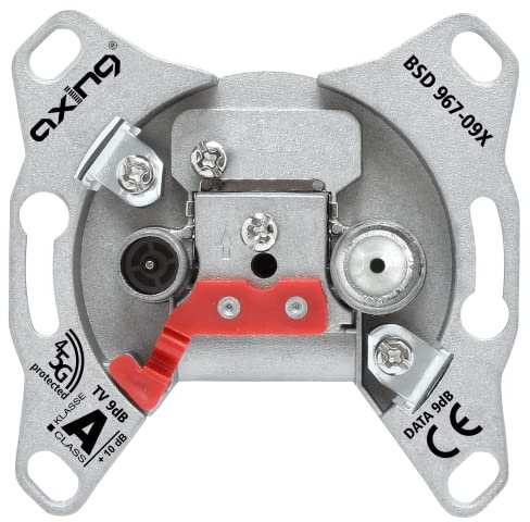 Axing BSD 967-09X Multimedia-Enddose 9 dB 5-1800 MHz Kabelfernsehen TV Steckdose Breitband Rückkanal-tauglich CATV DATA,Metall