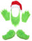 SINSEN 4 Stück Grinch Bart Nikolausmütze mit pelzigen Handschuhen Schuhe grünes Monster Plüsch Kostüm Zubehör Cosplay für Weihnachten Halloween Party Erwachsene Verkleidung