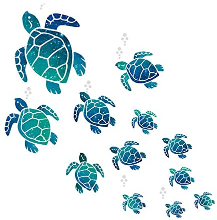 Sea Turtle Wall Decals Vinyl Ocean Turtle Stickers Waterproof Wall Sticker Underwater Wall Decoration for Bathroom Bedroom Toilet