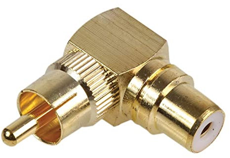 Adaptor Phono 90 Degrees Gold Plated, Inter-Series adapters Connectors Qty X 1