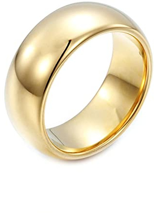 Homxi Ringe Herren Gothic,Ring Rund Poliert 8MM Ringe Herren Wolfram Gold Ring Herren Große 62 (19.7)