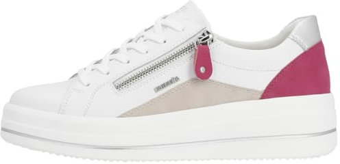 Remonte Femme D1c01 Basket, Blanc, Rose, Magenta, Argent, Blanc 80, 42 EU