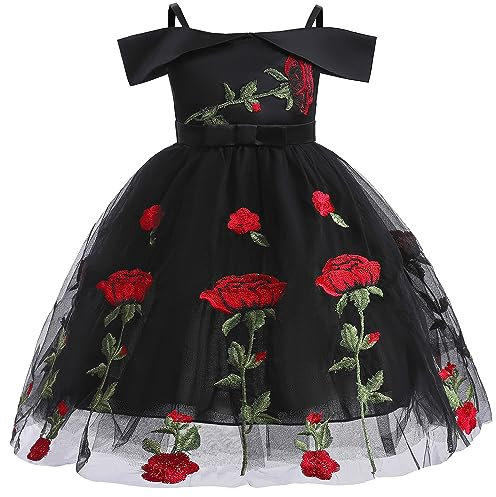 Happy Cherry Robe de Princesse Enfant Fille Robe Ceremonie Fleur Imprimée sans Manche Noeud Mignon A La Mode Robe Soirée de Bal de Fête