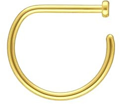 OTHER Piercing Nasenpiercing D-Ring Halbrund Nostril Nasenstecker Nasenring D-Form Damen Herren Nasen-Schmuck Piercings Titan Gold 0,8x8 mm