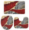 Badteppich-Set 3-Teilig Abstrakter Roter Grauer Marmorbeschaffenheits-Naturstein-Goldstreifen Badezimmer Vorleger 3-Teiliges Saugfähiger Wc Vorleger Set 3 Teilig rutschfeste U-Förmiger Teppich