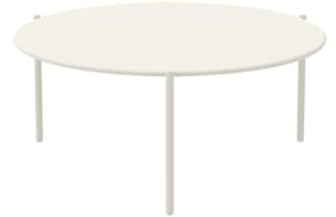MONDO VIRO Runder Couchtisch aus Metall Aria2 stapelbarer Gartentisch 90 x 90 cm 40 h (Perlweiß)