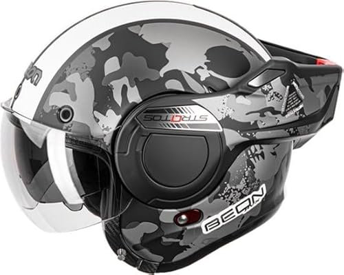 BEON Stratos – Sportlicher Fighterjet-Systemhelm – ECE 22.06 zugelassen, Rollerhelm, Motorradhelm, Helm für Motorrad, Roller, Moped, Moped