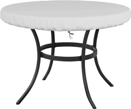 Flyace Rund Abdeckungen Gartenmöbel Runder Tisch Abdeckung für Tischplatte Grillplatte Schutzhülle für Gartenmöbel Feuerplatte Abdeckhaube Wasserdicht Tisch Hülle 120x10cm