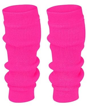 ANZEE Leg Warmers for Kids Stay Warm and Stylish, Kids's Knitted Ankle Warmers 80s Party Dance Sports Yoga Accessories & Ice Skating (Hot Pink.)