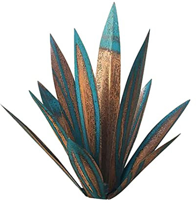 Arte del cortile di agave in metallo, piante di agave blu 13,78 pollici decorazioni per esterni tequila scultura rustica in metallo agave cortile arte arte agave scultura statue giardino decorazion