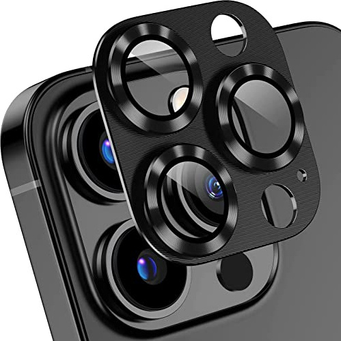 2 Stück Kameraschutz Kompatibel mit iPhone 13 Pro 6,1 Zoll/ 13 Pro Max 6,7 Zoll Klar Kamera Gehärtetes Glas mit Metall Ring Entworfen für MagSafe Schnapp-Adapter für Magnetische Befestigung Schwarz
