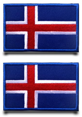 2 Stück Island Flagge-Patch Stickerei Taktische Militär iceland Patch, Aufnäher Mit Nylon Airsoft Patch Für Stickereibänder Jacke Rucksäcke Taktische Kleidung Taschen Abzeichen