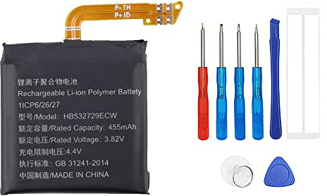 Swark Batería de repuesto de 455 mAh HB532729ECW compatible con Huawei Watch Smartwatch GT2 GT 2 46 mm con herramientas, no para reloj FRS de 46 mm