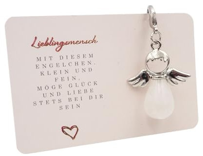 Milaboo® Schutzengel Schlüsselanhänger mit Edelstein und Karte I Glücksbringer in Geschenkverpackung handgefertigt I Geschenk für Besondere Anlässe (Lieblingsmensch)