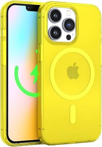 FELONY CASE - Neon Yellow Crystal Clear Phone Case for iPhone 14 Pro, Compatible with MagSafe - 360° Shockproof Protective Cases Designed for Apple iPhone 14 Pro