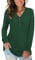 AUSELILY Women's Long Sleeve Tops V-Neck Jumpers Causal Button Down Sweatshirts Loose Henley T Shirt Blouse(Dark Green,M)