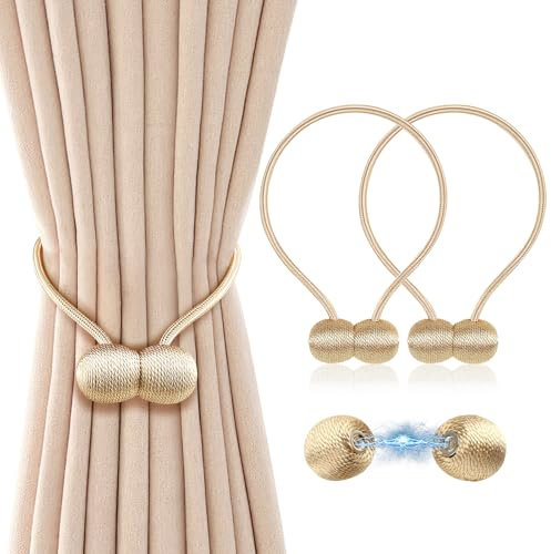 ALLisWE Magnetische Vorhang Raffhalter 2 Stück Raffhalter für Gardinen mit Magnet Vorhang Krawattenhalter Vorhang Halter Raffhalter für Gardinenklammern Vorhänge Zuhause Büro Schlafzimmer Deko