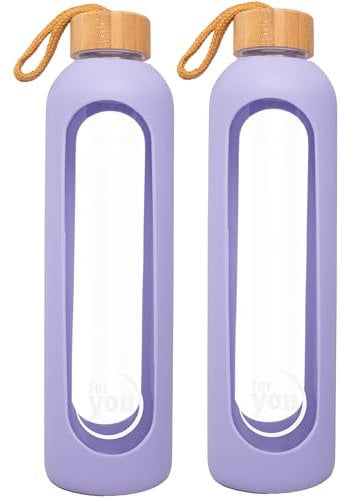 for you Doppelpack Nachhaltige Trinkflasche - 750 ml - Lila Blossom