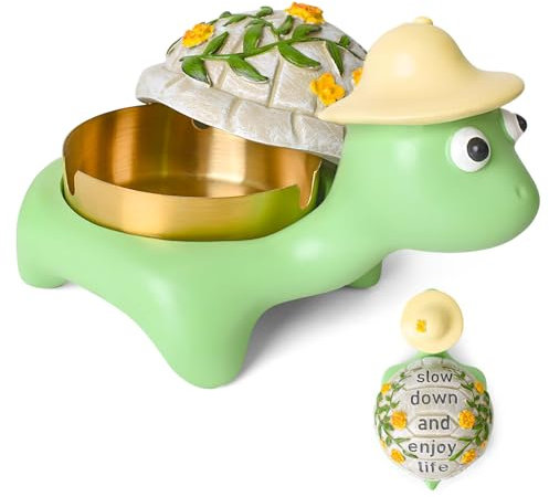 Outdoor Aschenbecher mit Deckel, Outdoor Aschenbecher für Patio Wasserdicht, Niedliche Schildkröte Aschenbecher für Gras, Indoor Draußen Rauchfrei Aschenbecher für Zigaretten