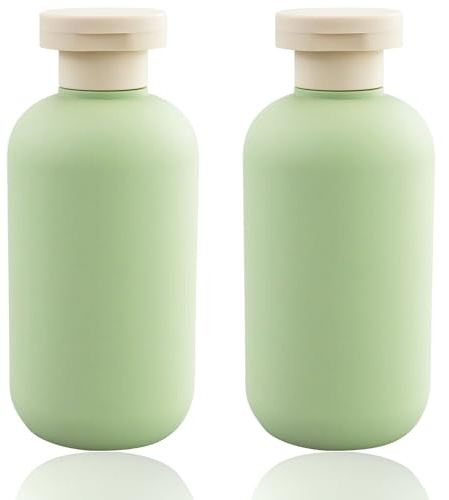 RNBEVANSANNE Squeeze Bottles 2 Pack 200 ML Reusable Shampoo Bottles Refillable Plastic Travel Containers Empty Bottles With Disc Top Flip Cap Travel Accessories for Shampoo Creams Lotion Conditioner