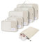 ECOHUB Koffer Organizer Set, 6-teilige Packing Cubes mit ID-Tag, Recycelte Packwürfel für Reisen, Leichte Packtaschen für Koffer, Atmungsaktiver Travel Rucksack Organizer, Patent anhängig(Beige)