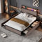 Merax Single bed frame, 3FT single Metal Bed with 4 Storage Drawers, LED light strip, 3 USB port, for adults & teenagers(No Mattress), Grey/90CM*190CM