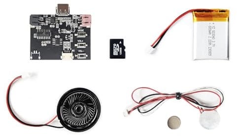 MP3 Soundmodul mit Magnetschalter, 3 Wiedergabeoptionen (Nicht Loop, Loop und Zufall), 128 MB Speicher, wiederaufladbarem Akku, DIY MP3-Player