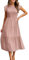 CMTOP Dresses for Women UK Casual Summer Dress Long Crew Neck Ruffle Sleeve Flowy Maxi Dresses Solid Color Elastic Waist Ruched Ladies Dresses Tiered A Line Beach Holiday Sundress(Pink, S)