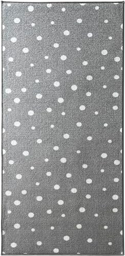 Floordirekt Teppichläufer mit Muster - maßgefertigter Feinschlingen Teppich Läufer für Küche, Flur & Wohnraum - Ornament Vintage Orient Gitter (80 x 350 cm, White Dots)