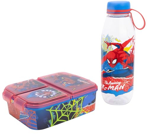 Ecozen Adventure Trinkflasche Set 650 ml und 3-fach Brotdose Spiderman