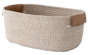 Aufbewahrungskorb Bad, Aufbewahrungskorb Geflochten, Aufbewahrungskörbe Bad Kinderzimmer, Körbe für Regalkorb Klein Aufbewahrungskorb Baumwolle Organizer Wohnzimmer (Braun, 32 * 24 * 13cm)