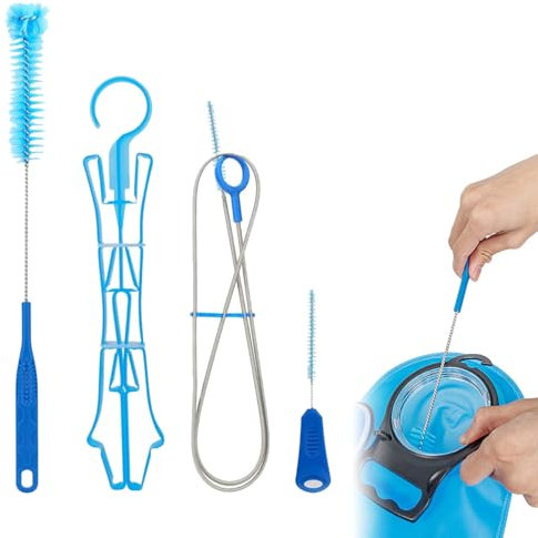 Cerioll Reinigungsset Trinkblasen, Trinkblase 4 In1 Reinigungsset, Water Bag Cleaning Set, Reinigungskit Für Trinkblasen, Bürsten Und Wäscheständer, Zum Wandern, Radfahren, Klettern, Laufen