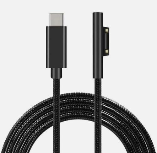 Nylon Braided Charging Cable for Microsoft Surface Pro 7/6/5/4/3Go3/2/1 Laptop 4/3/2/1, Must Work with 45W 15V 3A USB-C Charger (Black, 6ft)